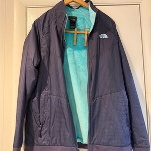 The North Face Dark Purple Jacket with Light Blue Interior lightweight jacket L